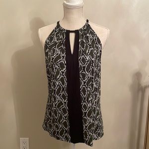 Michael Kors leopard sleeveless top, is black and emerald green. Size M